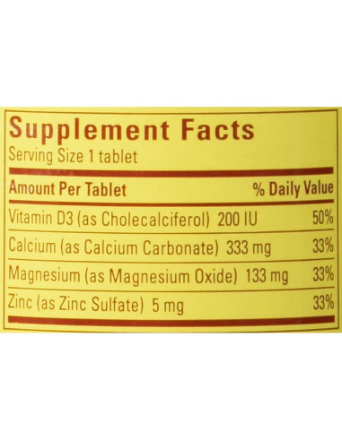 Suplemento de Calcio, Magnesio y Zinc Nature Made 100 Tabs