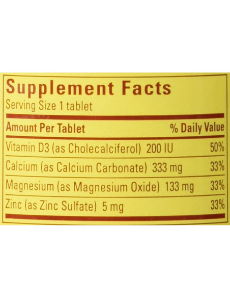 Suplemento de Calcio, Magnesio y Zinc Nature Made 100 Tabs