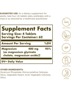 Solgar Magnesio Quelado 250 Tabletas - Vegano, Sin Gluten 2