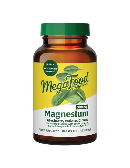 MegaFood Magnesio 300 mg - Glicinato, Citrato y Malato - 120 Cápsulas MegaFood Magnesio 300 mg - Glicinato, Citrato y Malato - 120 Cápsulas