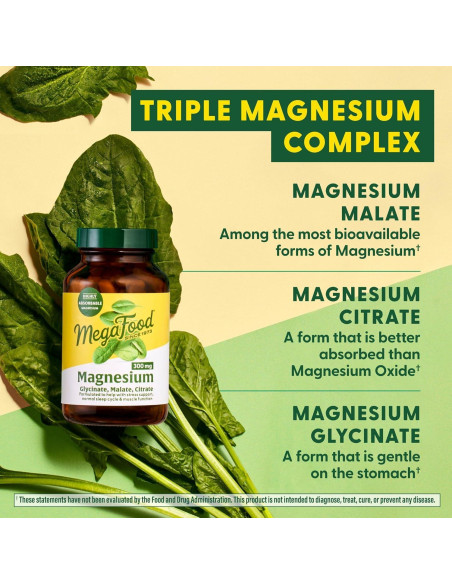 MegaFood Magnesio 300 mg - Glicinato, Citrato y Malato - 120 Cápsulas MegaFood Magnesio 300 mg - Glicinato, Citrato y Malato - 120 Cápsulas