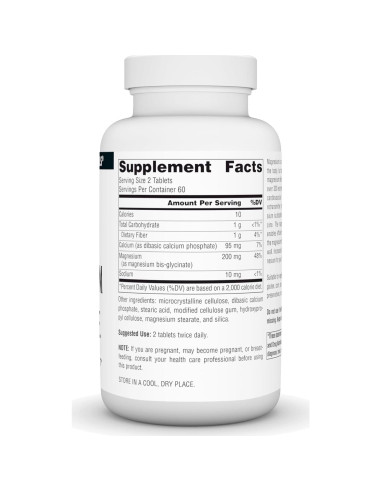 Magnesio Glicinato Source Naturals 200 mg - 120 Tabletas