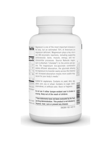 Magnesio Glicinato Source Naturals 200 mg - 120 Tabletas