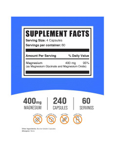 Cápsulas de Glicinato de Magnesio BulkSupplements 400mg - 240 Unidades 2