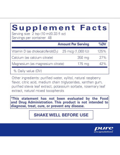 Suplemento Líquido Calcio, Magnesio y Vitamina D Pure Encapsulations 478 ml 2