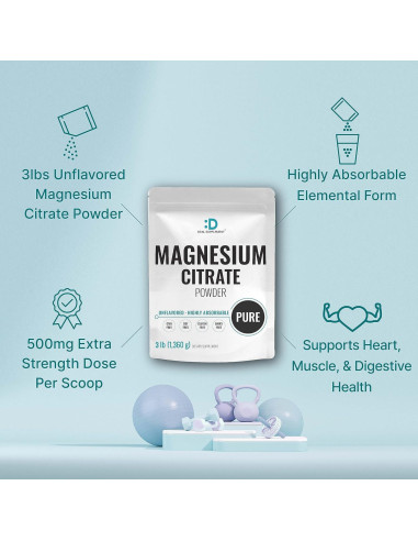 Suplemento Deal Citrato de Magnesio 500mg 1.36kg Sin Sabor