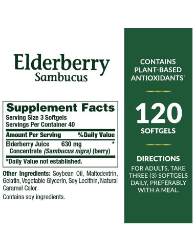 Suplemento Herbal Sambucus Nature's Bounty 630 mg 120 Cápsulas