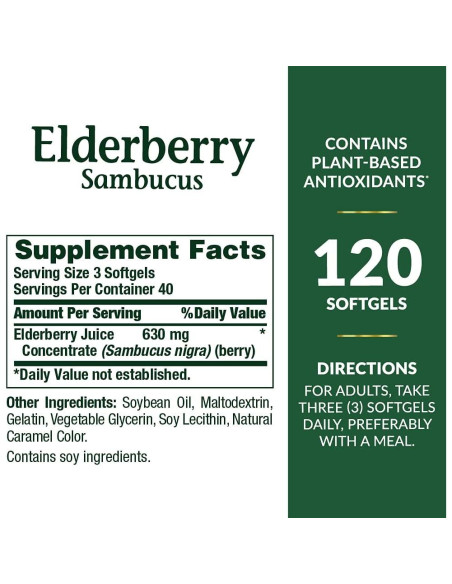 Suplemento Herbal Sambucus Nature's Bounty 630 mg 120 Cápsulas