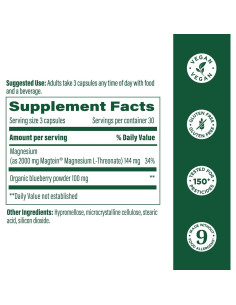 Suplemento de Magnesio L-Treonato MegaFood 2000mg 90 Cápsulas 2