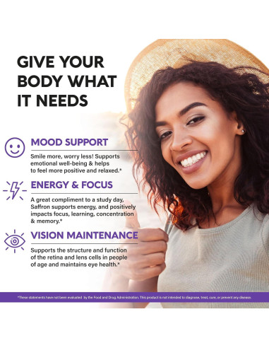 Suplemento de Azafrán Nutra Harmony 90 Cápsulas Veganas 88.5 mg