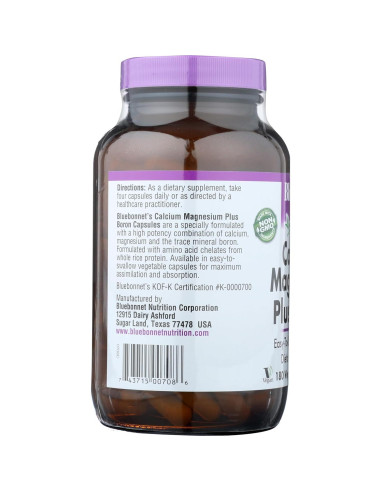 Cápsulas Vegetarianas de Calcio Magnesio Boro Bluebonnet 180 Unidades