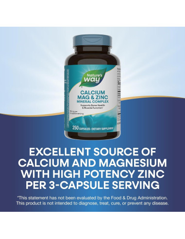 Complejo Mineral Nature's Way Calcio Magnesio Zinc 250 Cápsulas