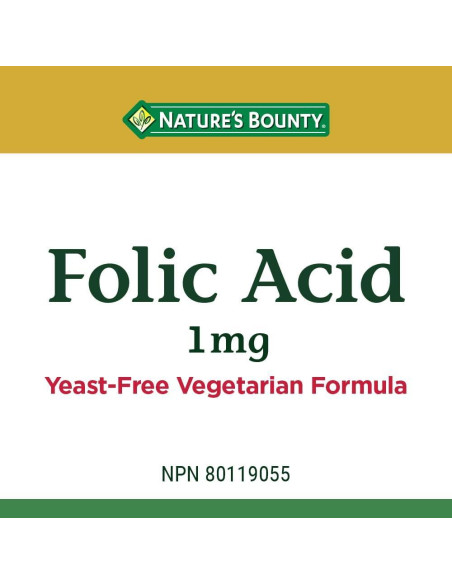 Ácido Fólico Nature's Bounty 1 mg 150 Tabletas
