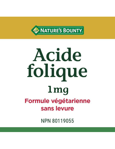 Ácido Fólico Nature's Bounty 1 mg 150 Tabletas