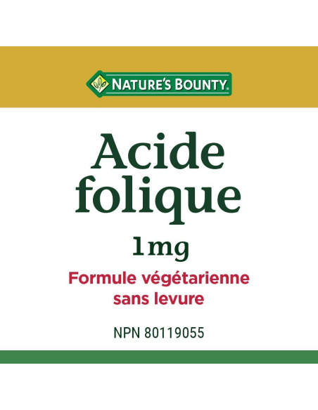 Ácido Fólico Nature's Bounty 1 mg 150 Tabletas