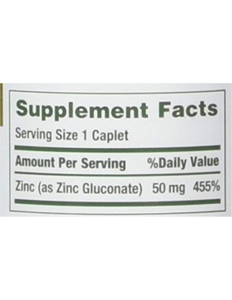 Tabletas de Zinc Nature's Bounty 50 mg 600 unidades Tabletas de Zinc Nature's Bounty 50 mg 600 unidades