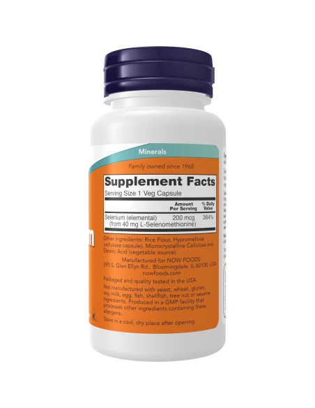 NOW Foods Selenio 200 mcg Vegano 90 Cápsulas Suplemento NOW Foods Selenio 200 mcg Vegano 90 Cápsulas Suplemento