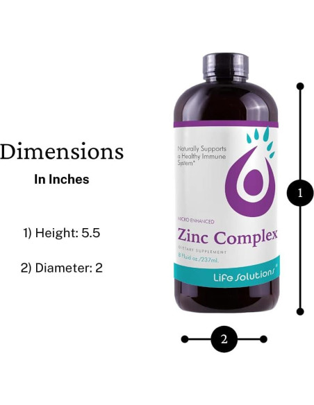 Complejo de Zinc y Cobre Life Solutions 236.6ml - Suplemento Líquido