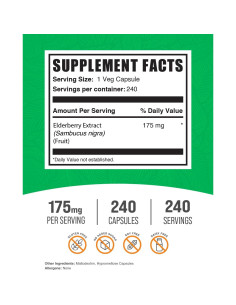 Cápsulas de Saúco BulkSupplements 240 Unidades Veganas 2