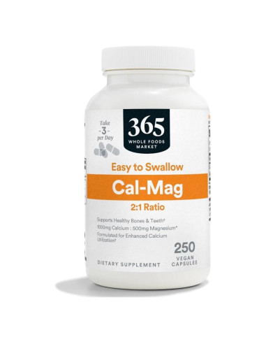 Cápsulas Veganas Cal-Mag 2:1 365 Whole Foods 250 Unidades