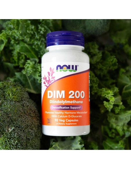 Suplemento DIM 200 NOW Foods con Glucarato de Calcio 90 Cápsulas