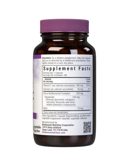 Cápsulas Vegetales Vitamina C 500 mg BlueBonnet 180 Unidades