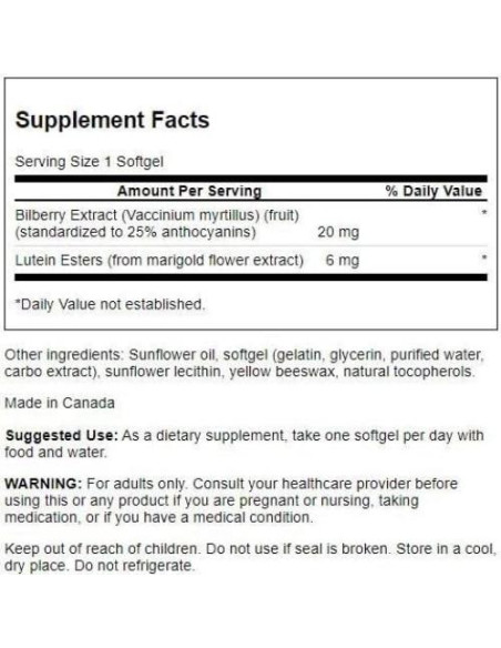 Swanson Luteína y Arándano 6/20 mg 120 Geles Blandos Swanson Luteína y Arándano 6/20 mg 120 Geles Blandos