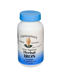 Fórmula de Hierro Herbal Dr. Christopher 450 mg - 100 Cápsulas Vegetarianas