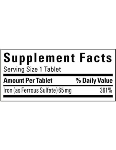 Suplemento de Hierro Nature Made 65 mg - 365 Tabletas