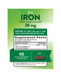 Suplemento de Hierro Nature's Truth 28 mg - 90 Cápsulas 2