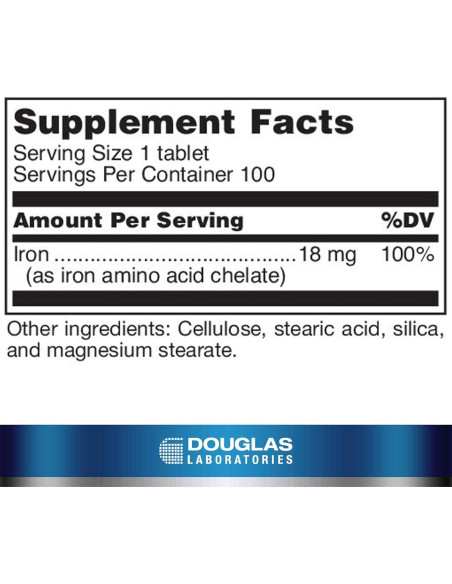 Suplemento de Hierro Douglas Laboratories 100 Tabletas 49.6g