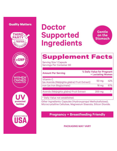 Suplemento Prenatal de Hierro Pink Stork - 18 mg Hierro y Vitamina C