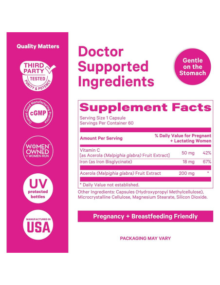 Suplemento Prenatal de Hierro Pink Stork - 18 mg Hierro y Vitamina C