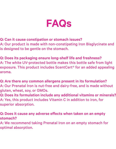 Suplemento Prenatal de Hierro Pink Stork - 18 mg Hierro y Vitamina C