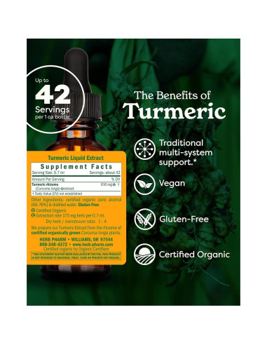 Extracto de raíz de cúrcuma orgánica Herb Pharm 28.35 g