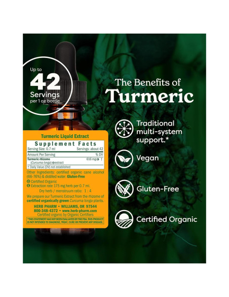 Extracto de raíz de cúrcuma orgánica Herb Pharm 28.35 g