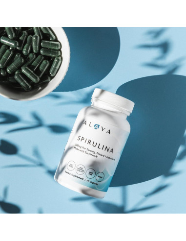Cápsulas de Espirulina Pura Alaya Naturals 500 mg - 90 Unidades