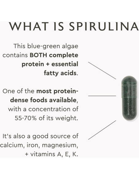 Cápsulas de Espirulina Pura Alaya Naturals 500 mg - 90 Unidades