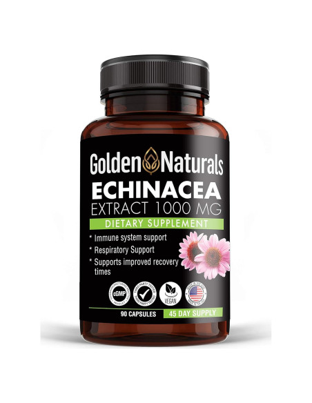 Extracto de Equinácea 1000mg Golden Naturals, 90 Cápsulas Extracto de Equinácea 1000mg Golden Naturals, 90 Cápsulas