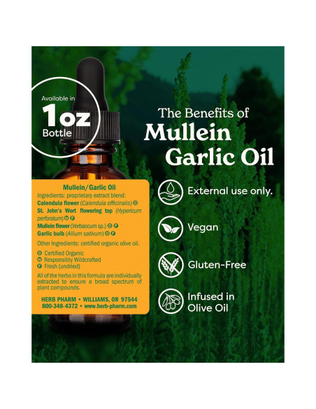 Aceite Herbal de Mullein y Ajo Herb Pharm 28.35g Orgánico