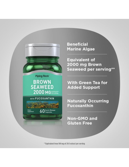 Cápsulas de Algas Marrones Piping Rock 2000mg - 60 Unidades