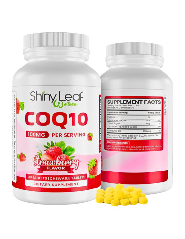 Suplemento CoQ10 Masticable Shiny Leaf 100mg - 30 Tabletas