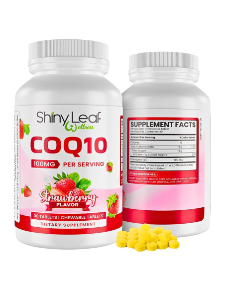 Suplemento CoQ10 Masticable Shiny Leaf 100mg - 30 Tabletas Suplemento CoQ10 Masticable Shiny Leaf 100mg - 30 Tabletas