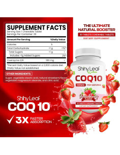 Suplemento CoQ10 Masticable Shiny Leaf 100mg - 30 Tabletas 2