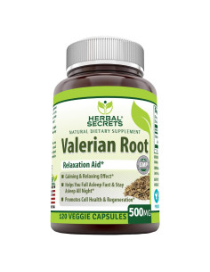 Raíz de Valeriana Herbal Secrets 500mg 120 Cápsulas Vegetales