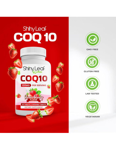Suplemento CoQ10 Masticable Shiny Leaf 100mg - 30 Tabletas