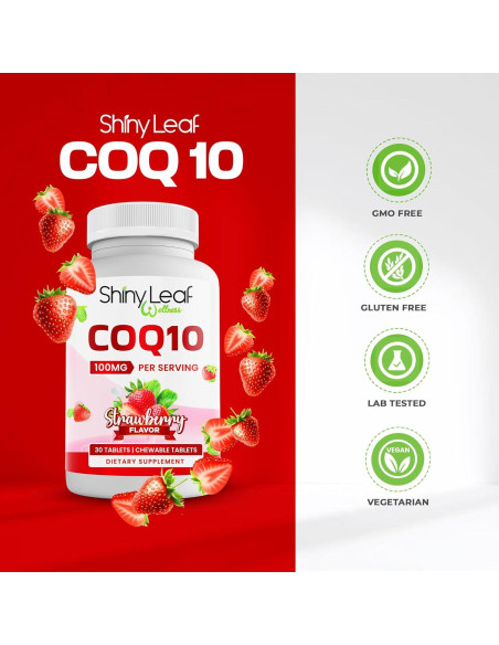 Suplemento CoQ10 Masticable Shiny Leaf 100mg - 30 Tabletas Suplemento CoQ10 Masticable Shiny Leaf 100mg - 30 Tabletas