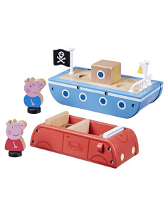 Coche y Barco de Madera Peppa Pig - Juguetes para Niños 2+