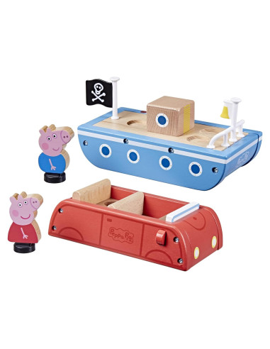 Coche y Barco de Madera Peppa Pig - Juguetes para Niños 2+