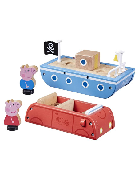 Coche y Barco de Madera Peppa Pig - Juguetes para Niños 2+
